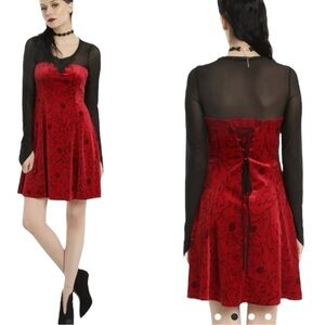 NWT Rare HTF Torrid Once Upon a Time Regina Evil Queen Red Velvet Dress 3X